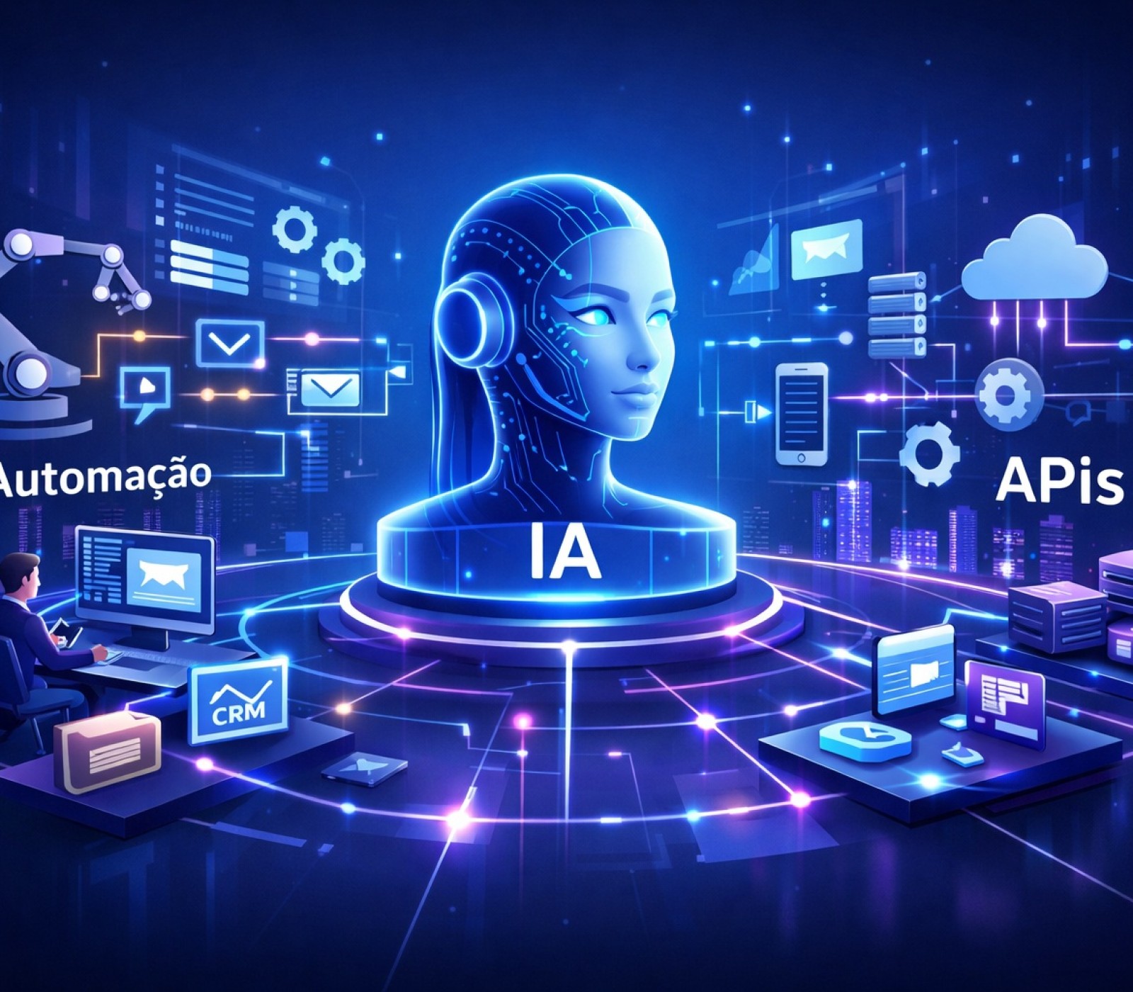 IA + Automação + APIs: Como os Ecossistemas Inteligentes Estão Transformando os Negócios